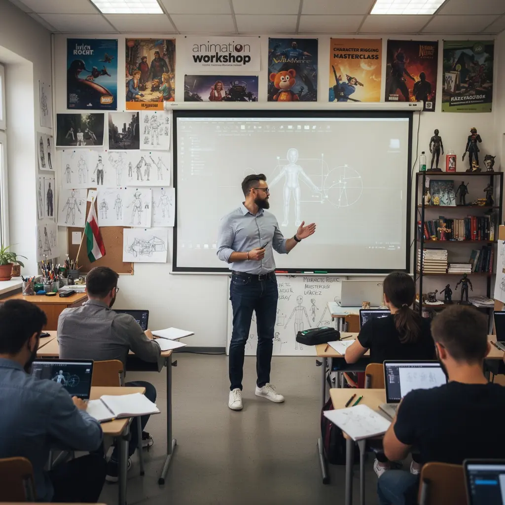 Animációs projekt bemutatója, melyen a diákok saját alkotásaikat prezentálják.