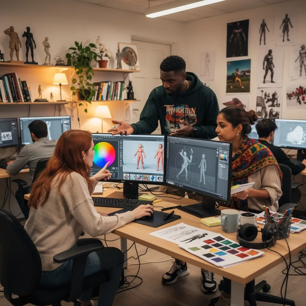 Digitális művészeti osztály, ahol a hallgatók kreatív ötleteiket valósítják meg.