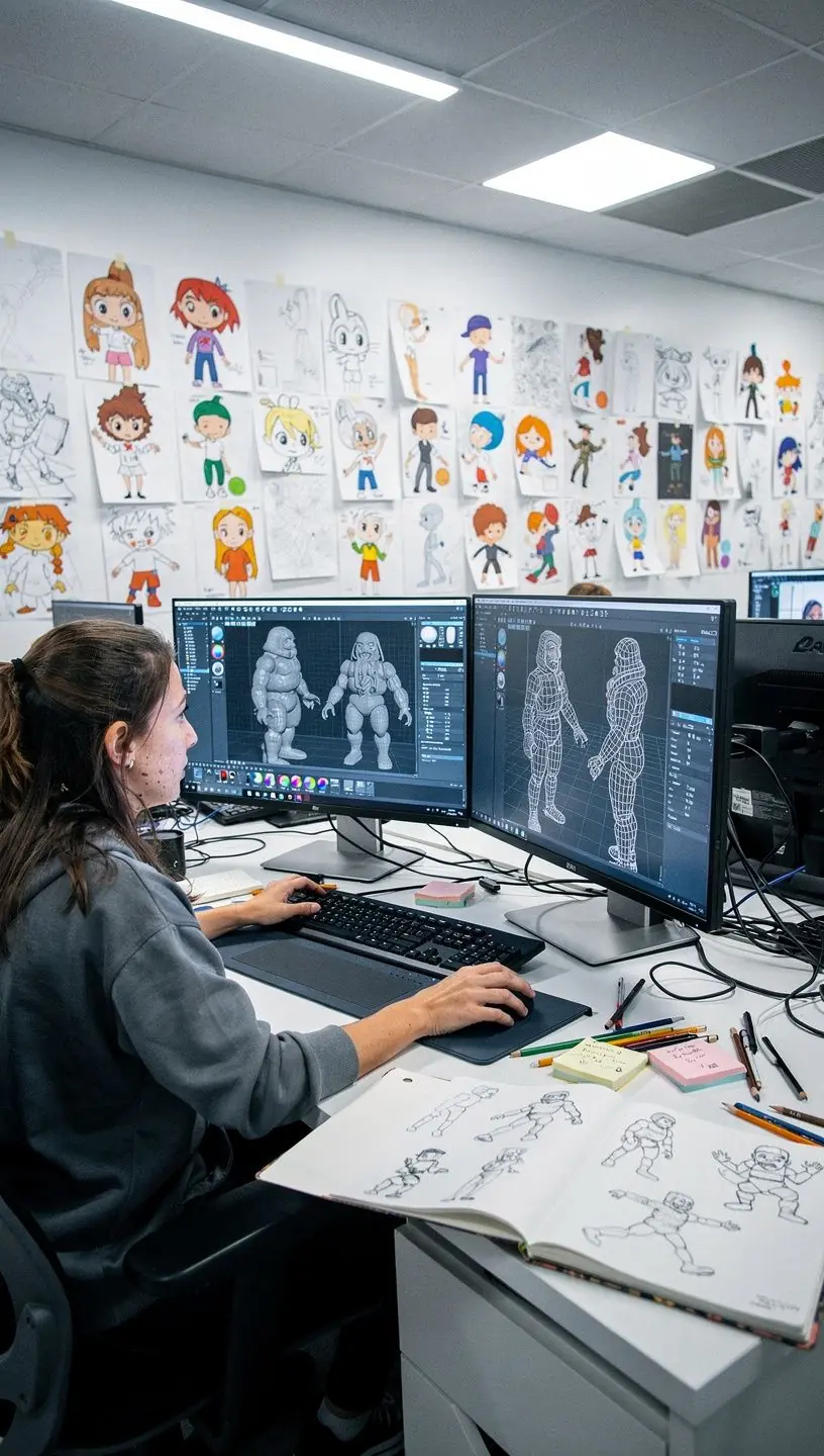 Animációs jelenet, amely bemutatja a karakterek mozgását és életre kelését.