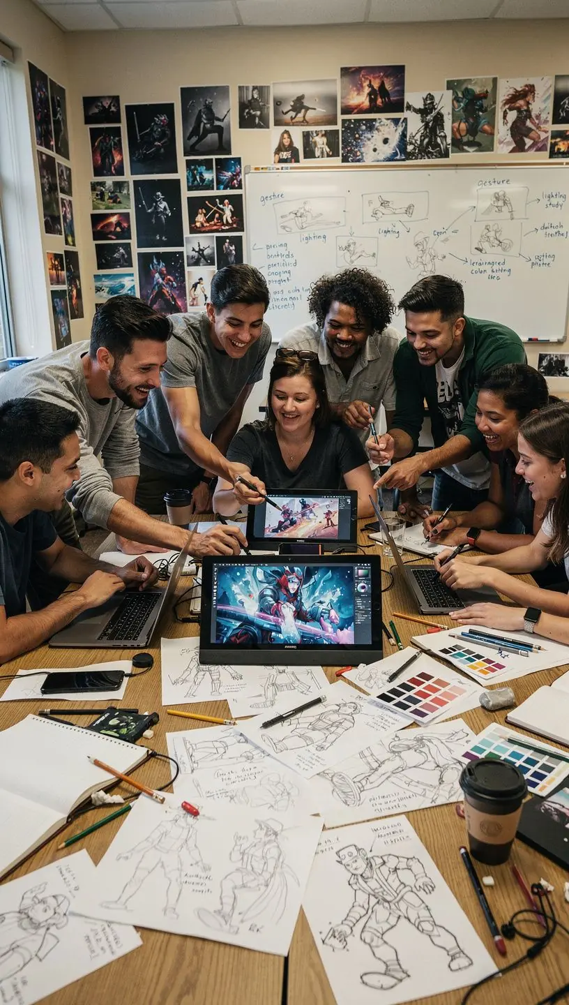 Animációs jelenet, amely bemutatja a karakterek mozgását és életre kelését.