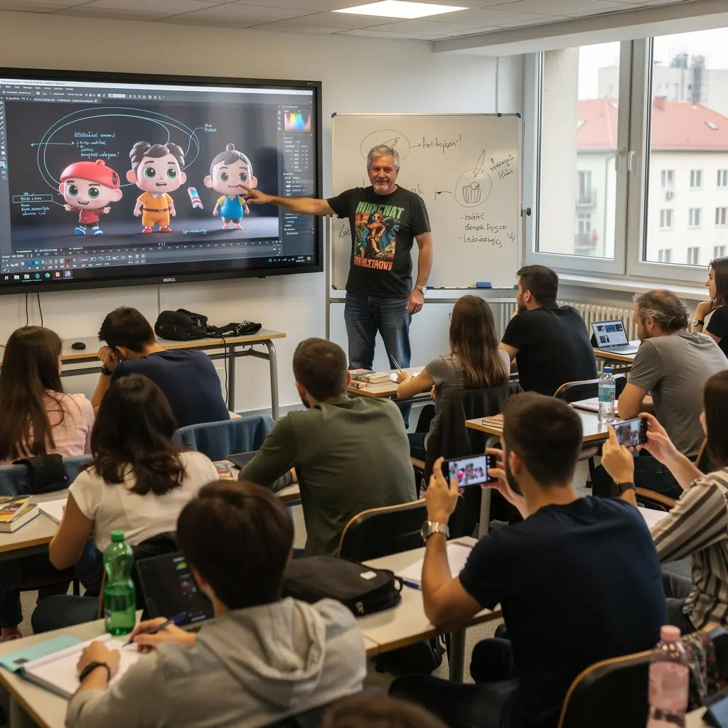 Animációs jelenet, amely bemutatja a karakterek mozgását és életre kelését.