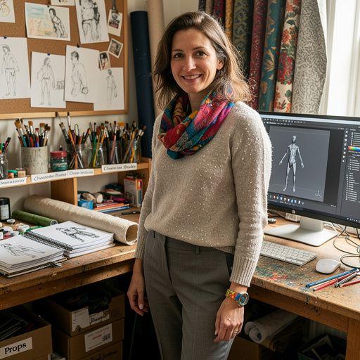 Digitális rajz oktatás, ahol a hallgatók a karakterek tervezését tanulják.